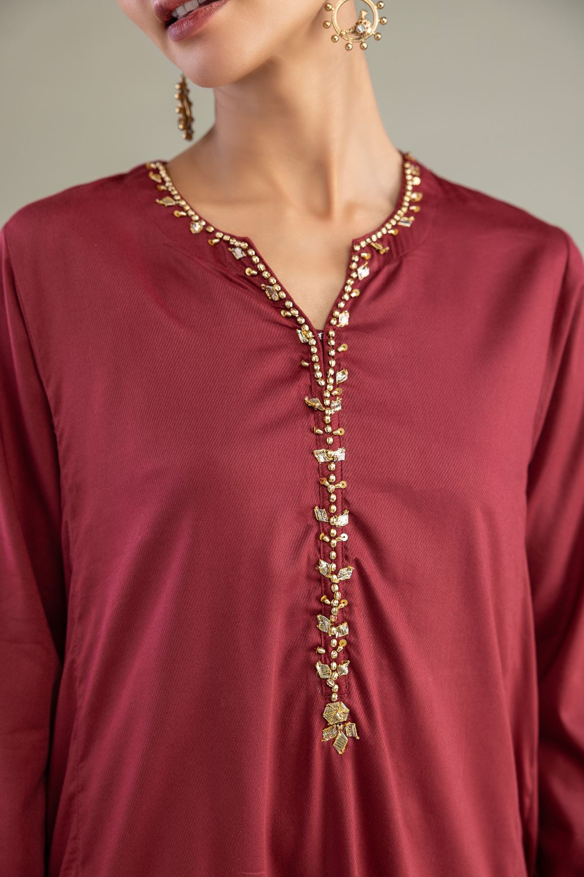 Dyed Blended Twill Kurta - 1-26-301-B-I1-VG